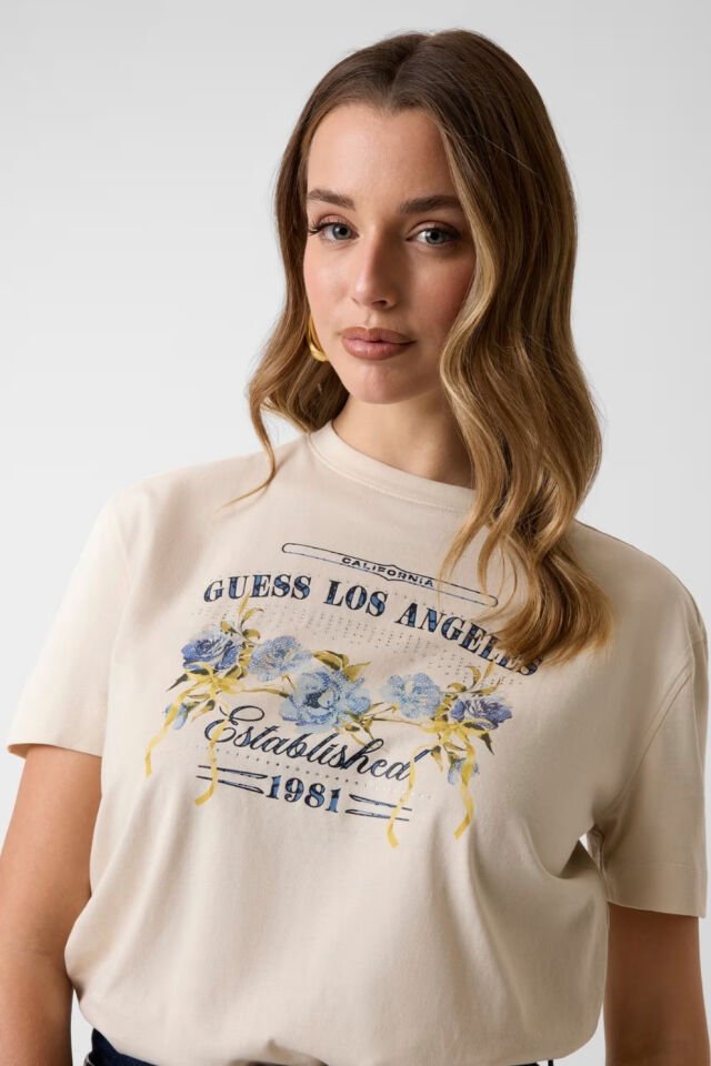 Guess Baskılı Tişört Bej
