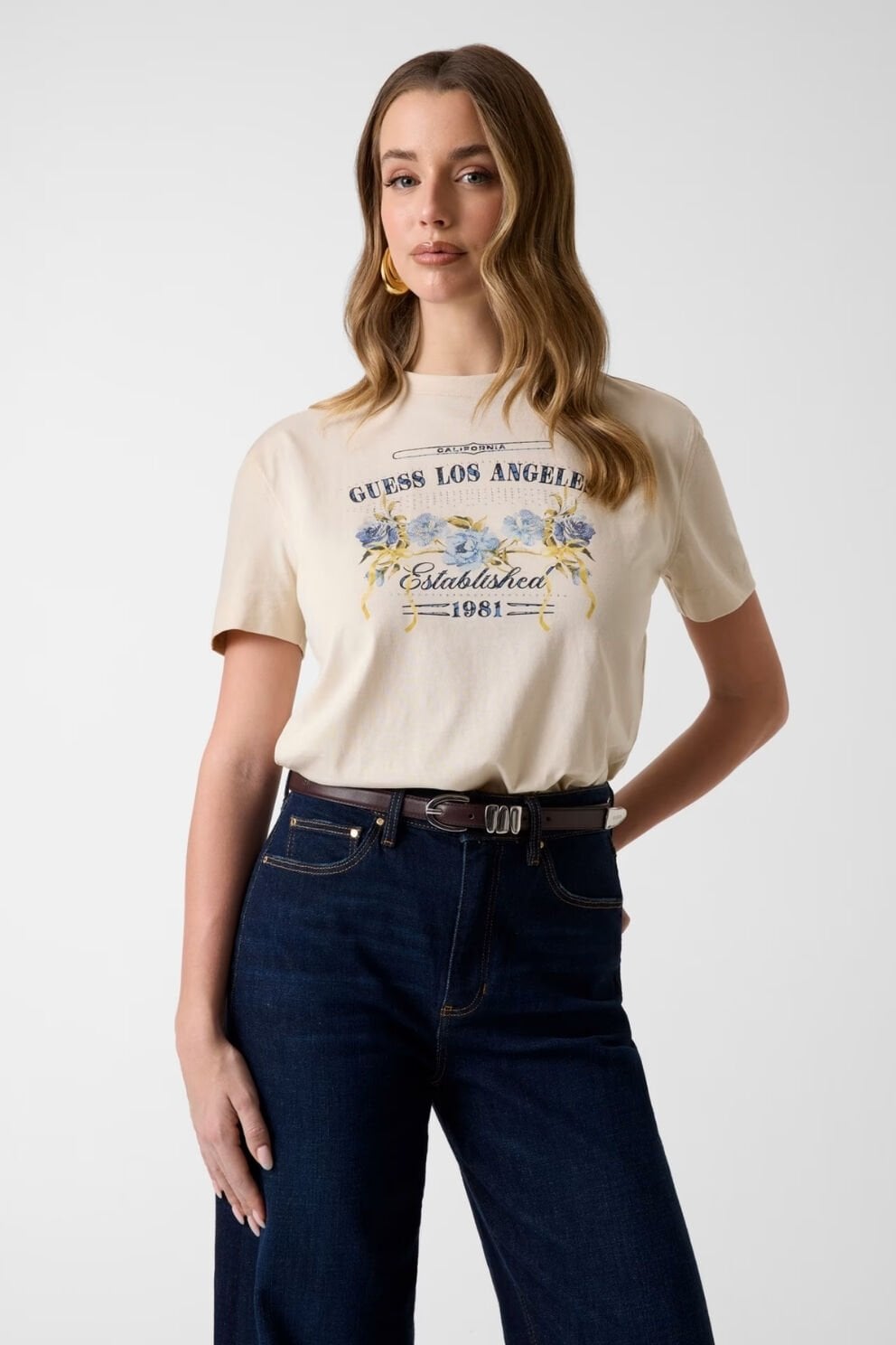 Guess Baskılı Tişört Bej