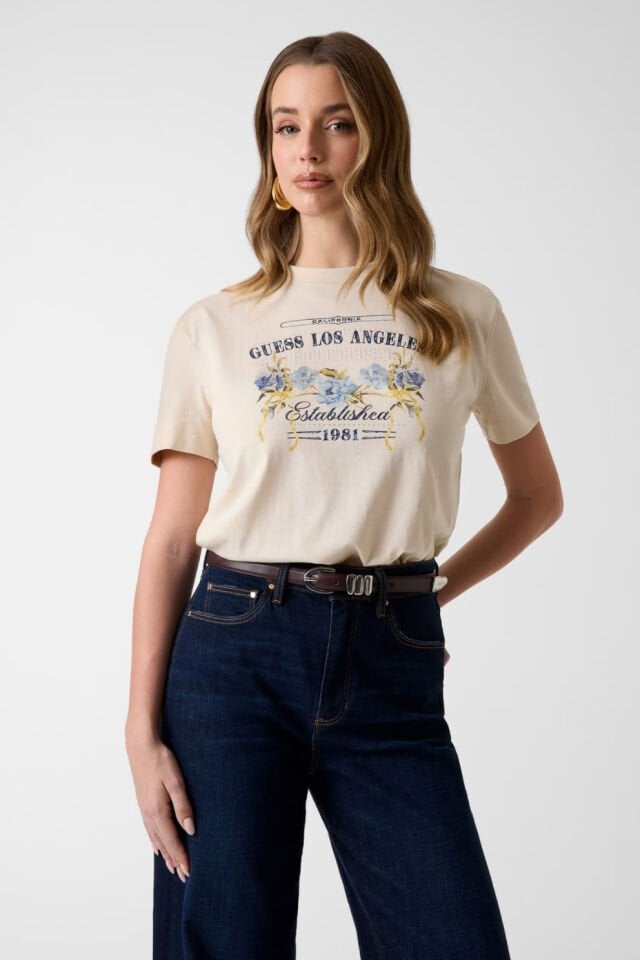 Guess Baskılı Tişört Bej