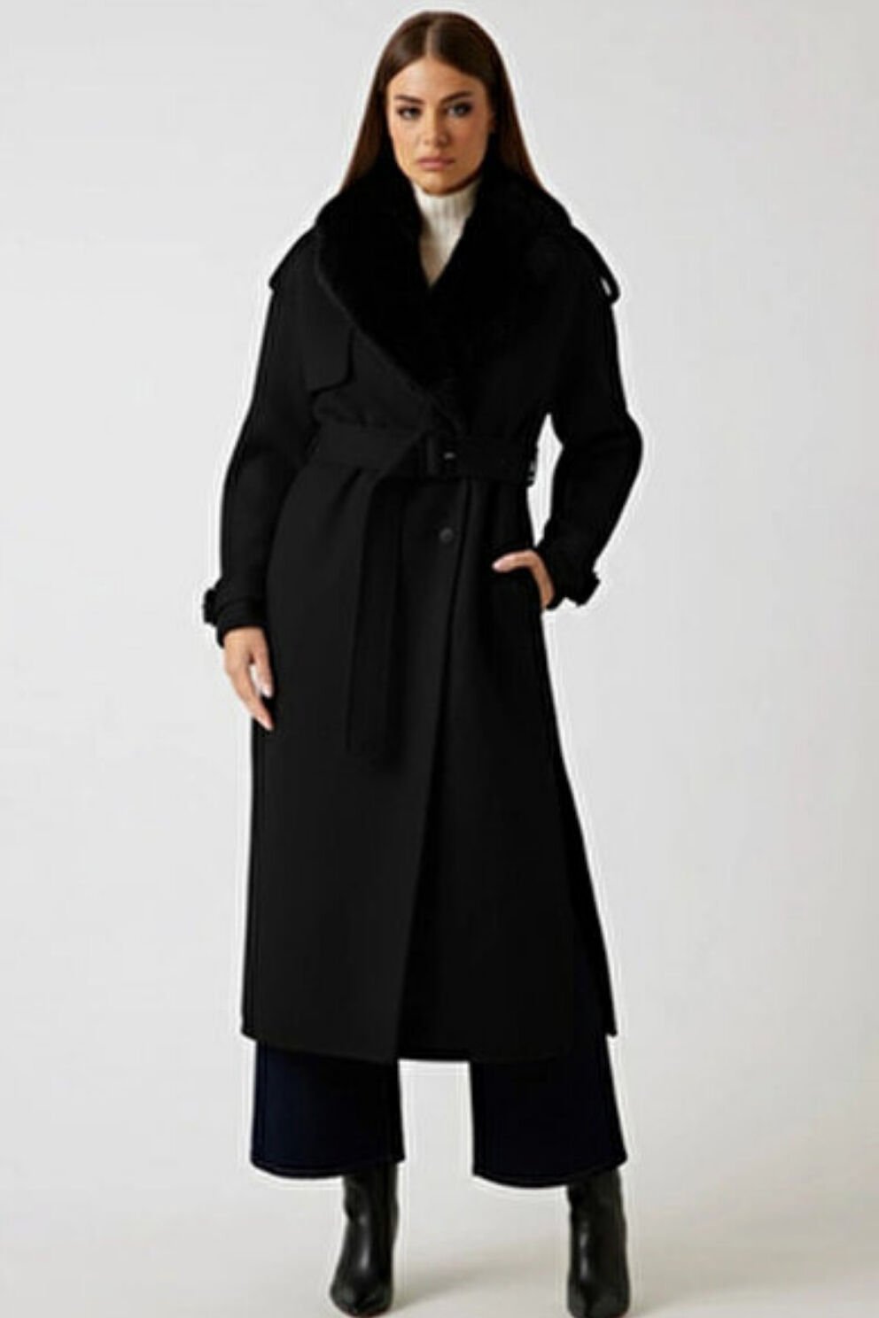 Guess Marciano Yün Karışımlı Palto Siyah