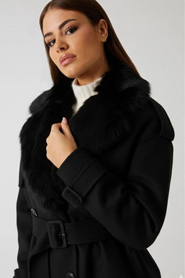 Guess Marciano Yün Karışımlı Palto Siyah