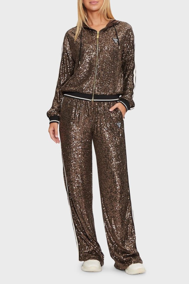 Guess Payetli Sweatshirt Kahverengi