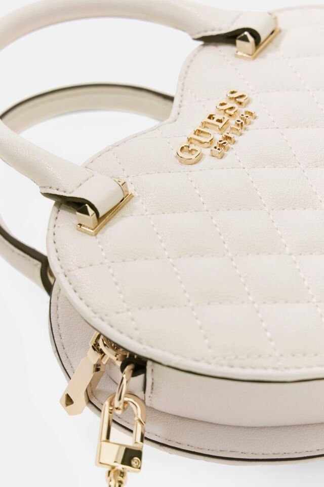 Guess Atabey Kapitone Mini Çapraz Askılı Çanta Krem