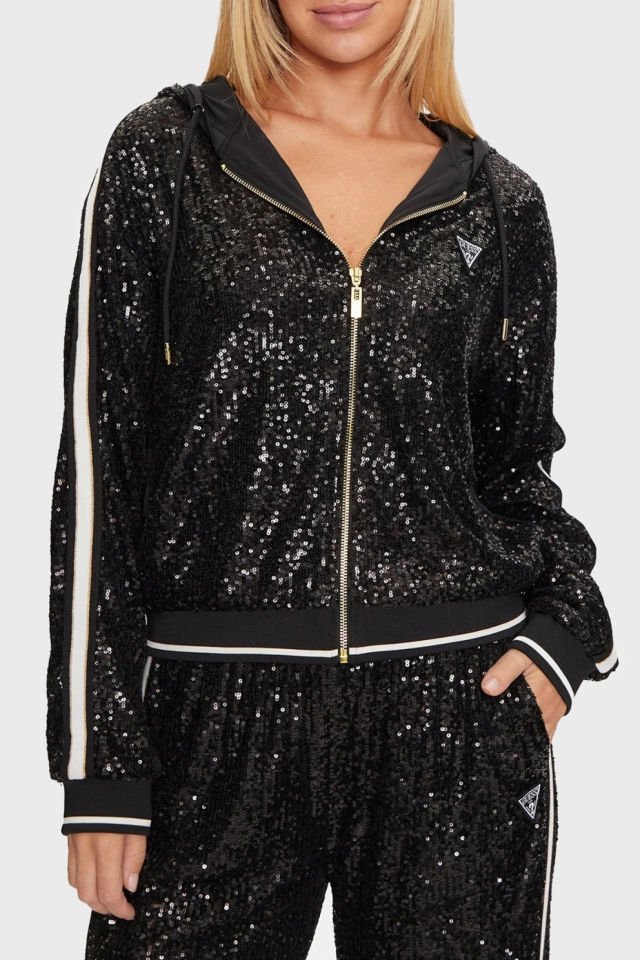 Guess Payetli Sweatshirt Siyah
