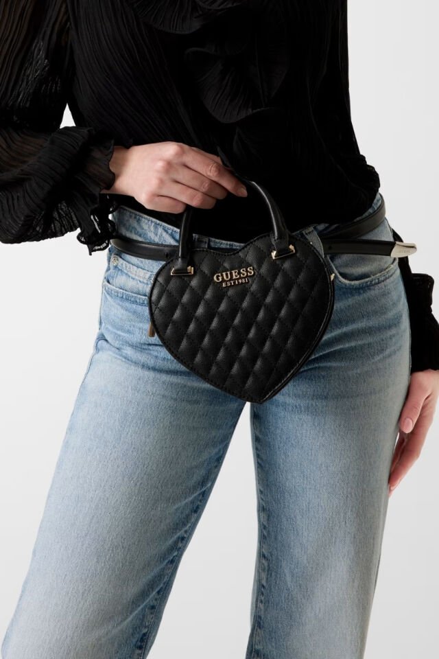 Guess Atabey Kapitone Mini Çapraz Askılı Çanta Siyah