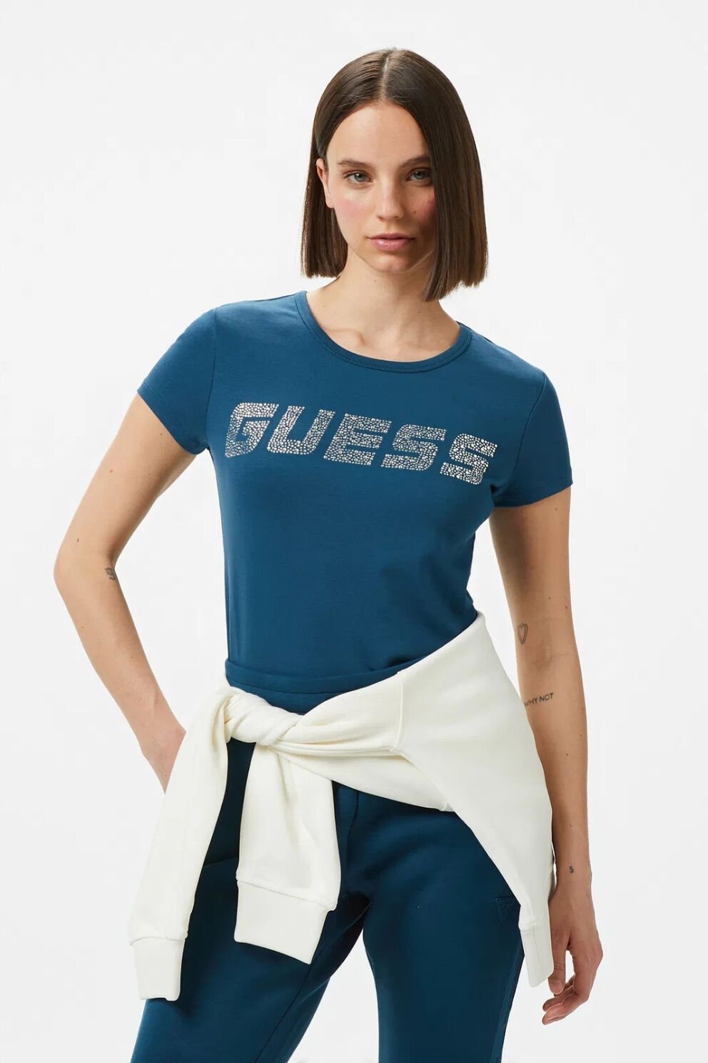 Guess Kiara Org Kadın Mavi T-Shirt