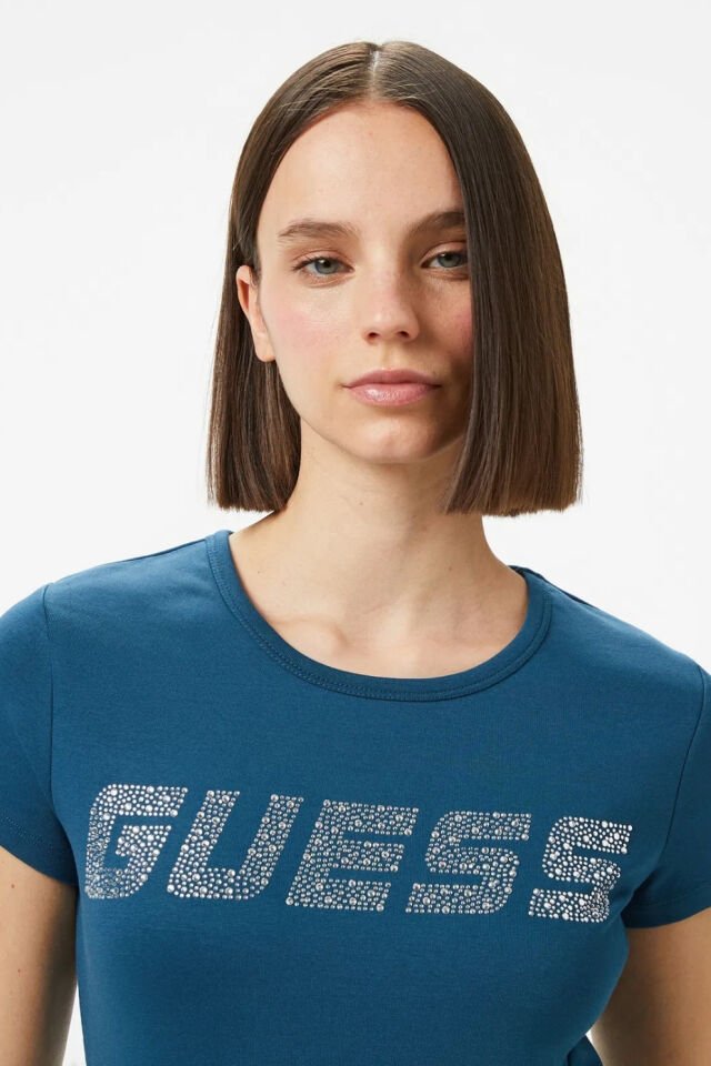 Guess Kiara Org Kadın Mavi T-Shirt