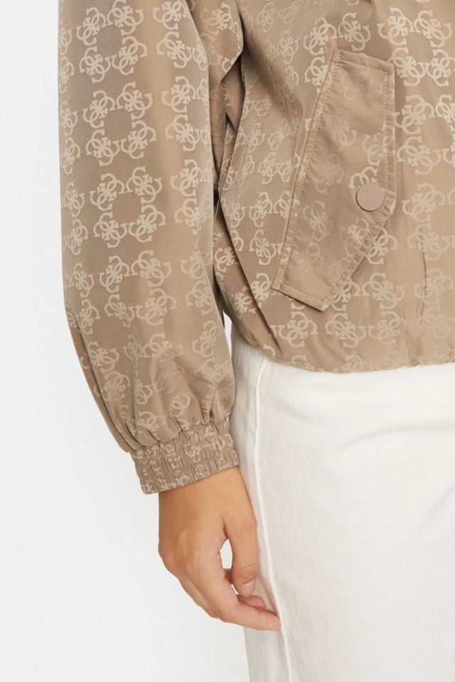 Guess 4g Logo Full Zıp Kadın Sweatshırt Bej