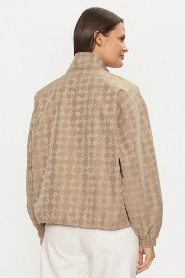 Guess 4g Logo Full Zıp Kadın Sweatshırt Bej