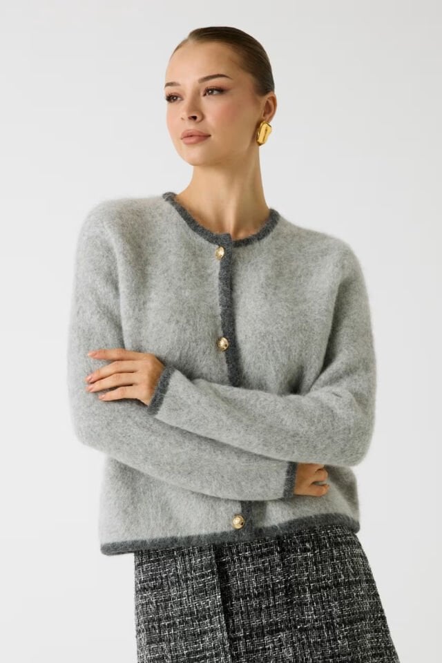 Guess Marciano Alpaka-Yün Triko Ceket Gri