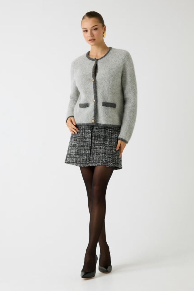 Guess Marciano Alpaka-Yün Triko Ceket Gri