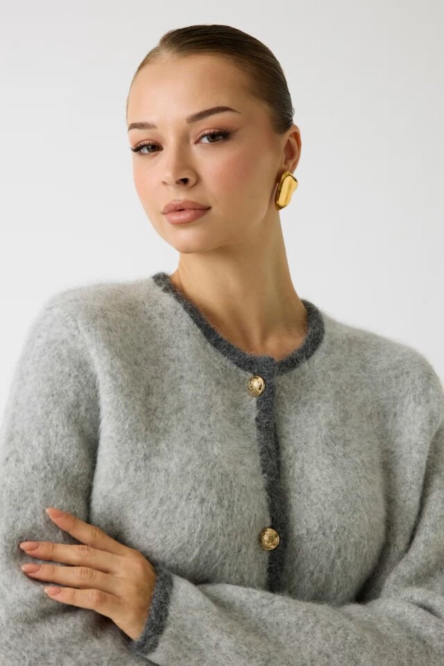 Guess Marciano Alpaka-Yün Triko Ceket Gri