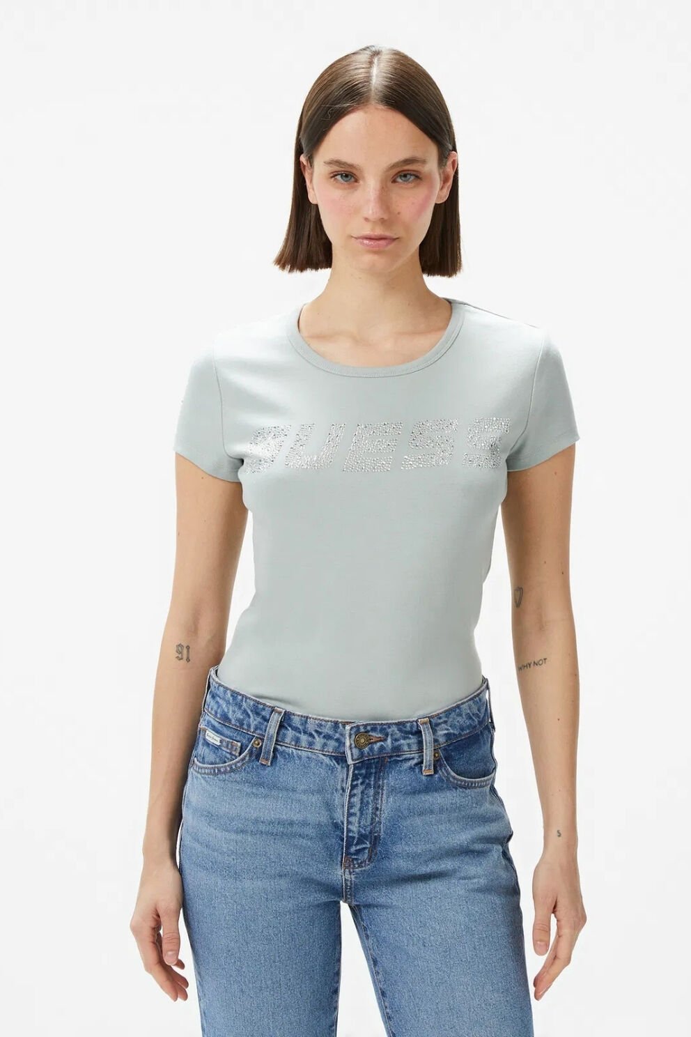Guess Kiara Org Kadın T-Shirt Yeşil