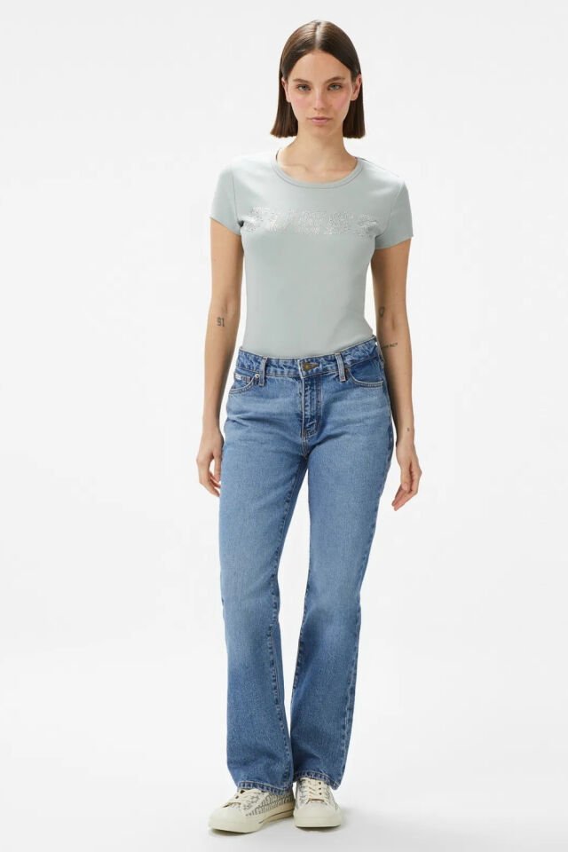 Guess Kiara Org Kadın T-Shirt Yeşil