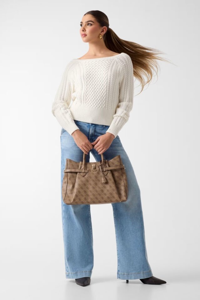 Guess Yesba Logo Logolu El Çantası Bej