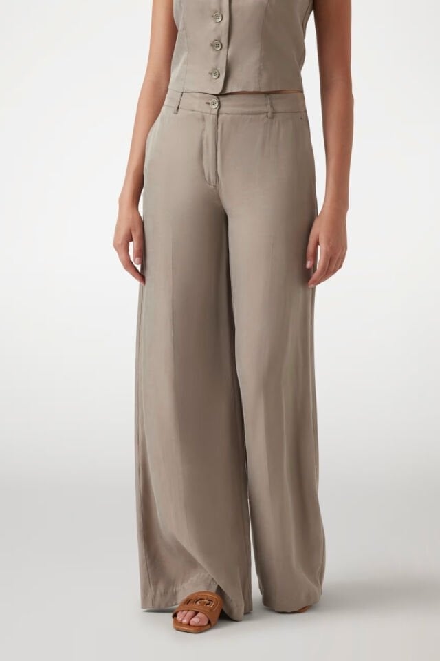 Guess Dimi Wide Leg Pantolon Zeytin Yeşili