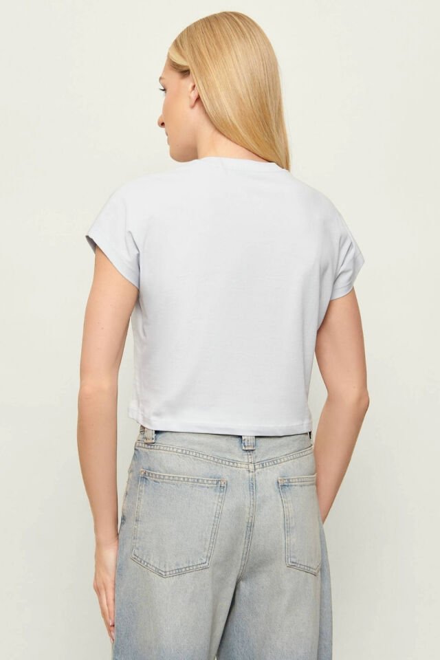 Guess Payetli Kısa Tişört Açık Mavi