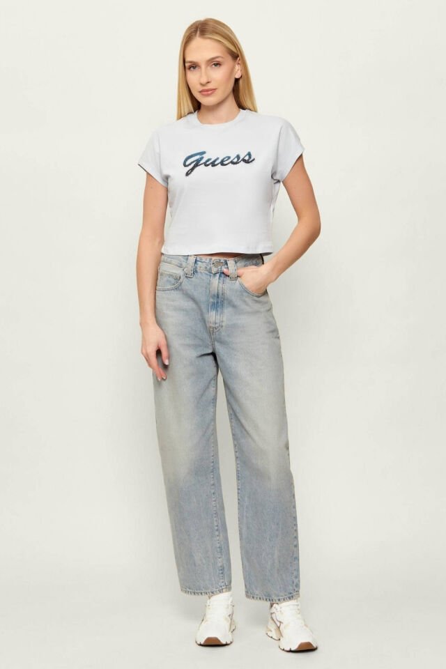 Guess Payetli Kısa Tişört Açık Mavi