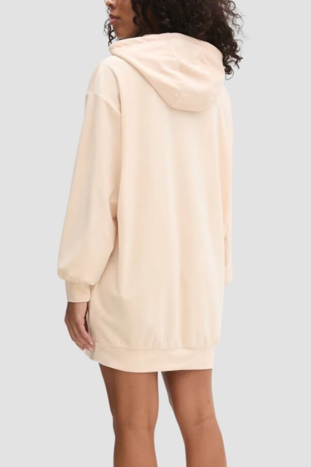 Guess Bej Kadın Uzun Kadife Couture Sweatshirt